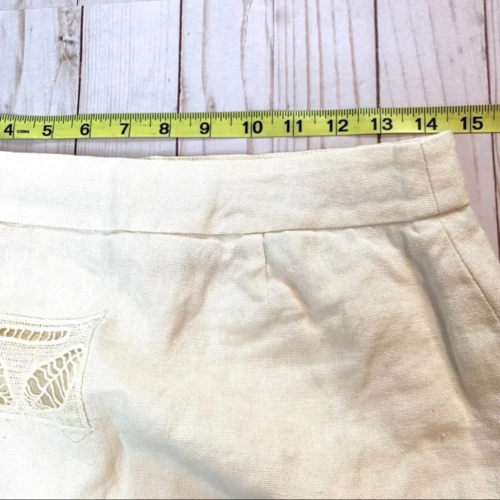 Anthropologie Moulinette Soeurs Y2k Ivory Leaf Lace Boho Coastal Mini Skirt